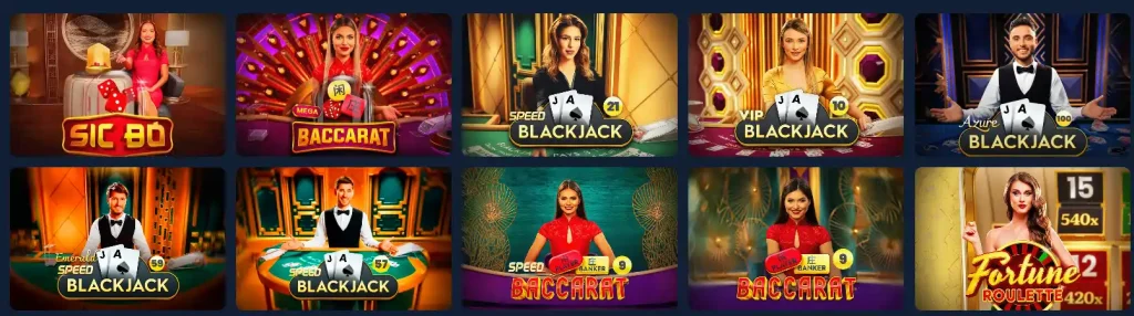 Wager Palace Casino live casino games including blackjack baccarat sic bo and roulette